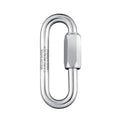 Metal carabiner on a white background